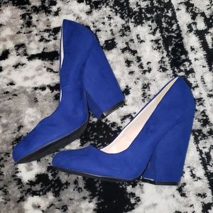 Bright Blue Chunky Heels